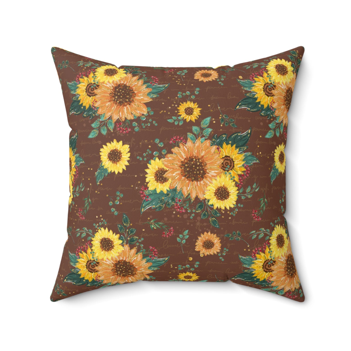 Spun Polyester Square Pillow, Sunflower Cushion, Floral Cushion