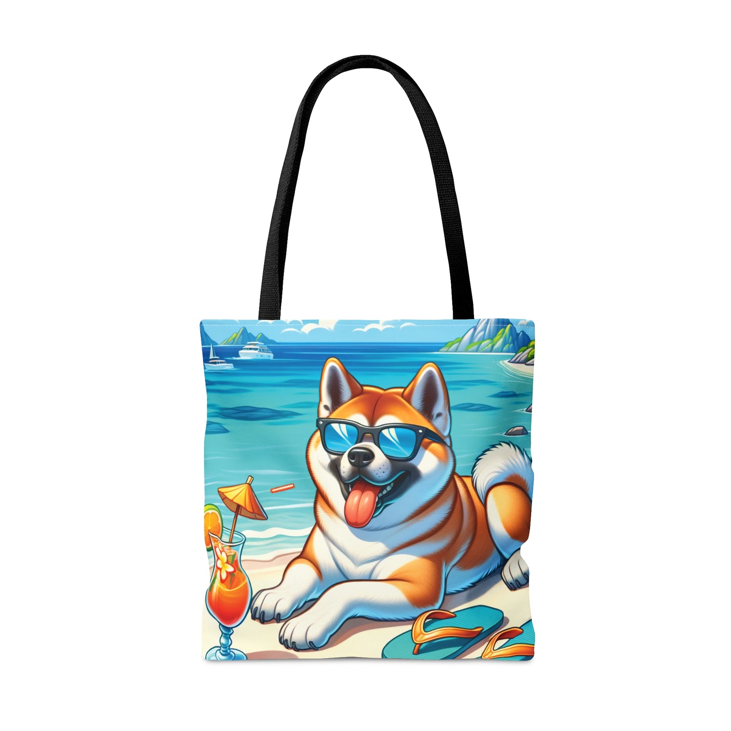 Tote Bag, Dog on Beach, Akita, Tote bag, awd-1117