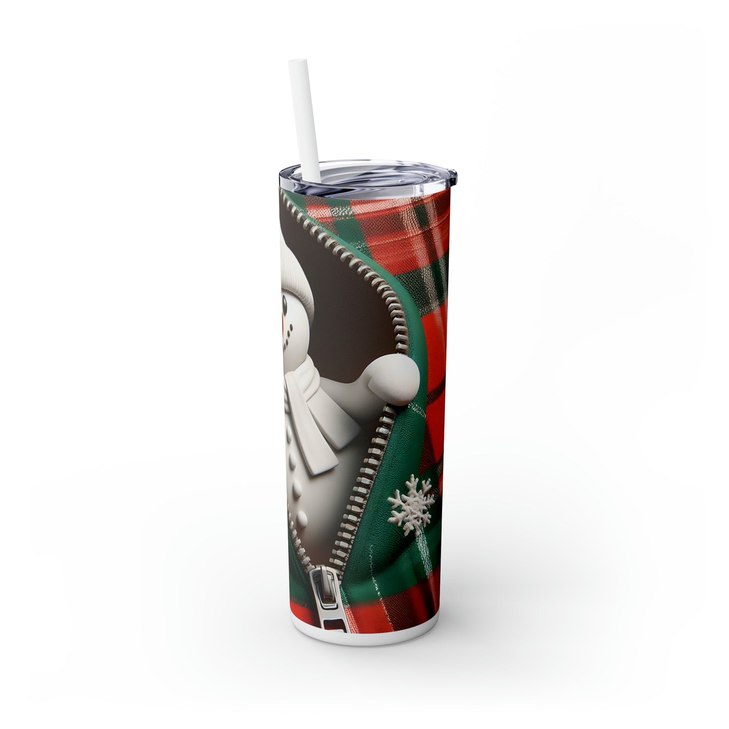 Skinny Tumbler with Straw, 20oz, Snowman