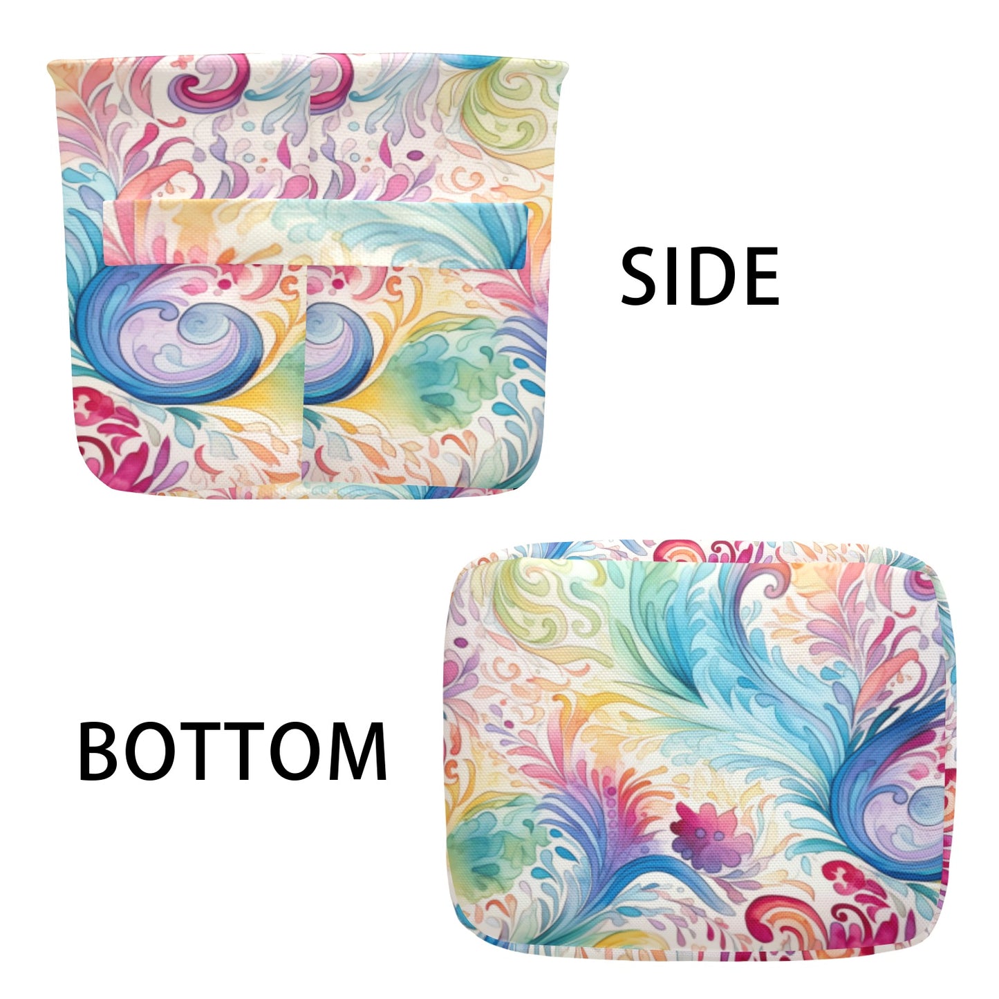 Pastel Rainbow Paisley Fabric Storage Basket