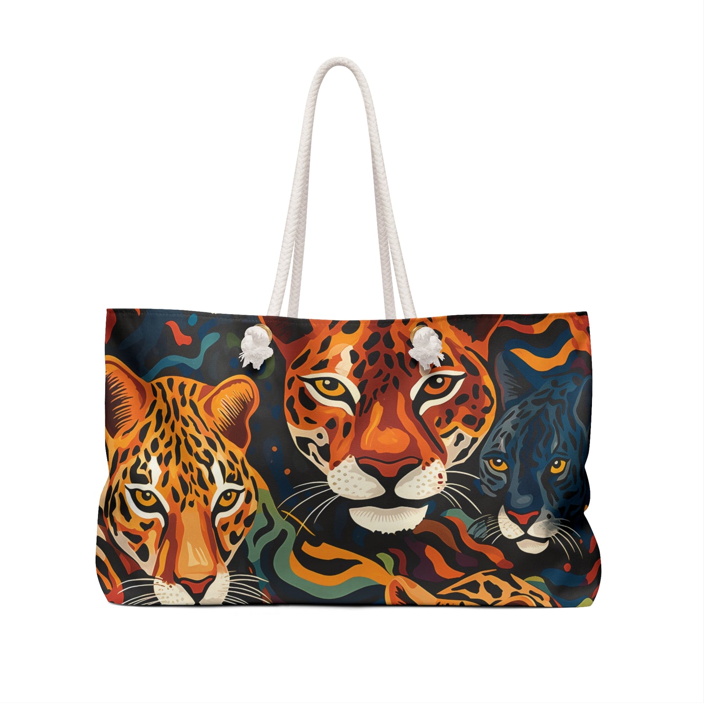 Personalised/Non-Personalised Weekender Bag, Wild Animals, Leopards, Large Weekender Bag, Beach Bag, Book Bag