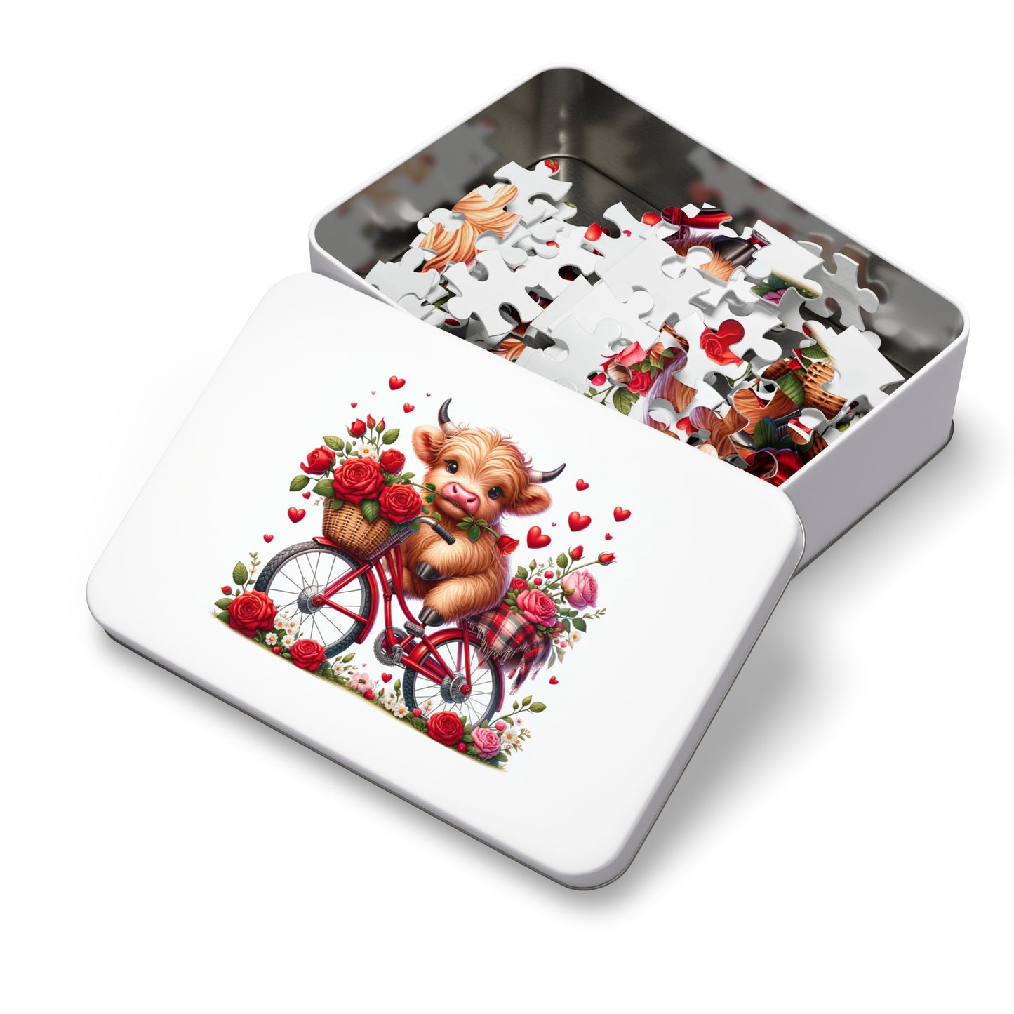 Puzzle, Highland Cow on Bike, Personalised/Non-Personalised (30, 110, 252, 500,1000-Piece) awd-612