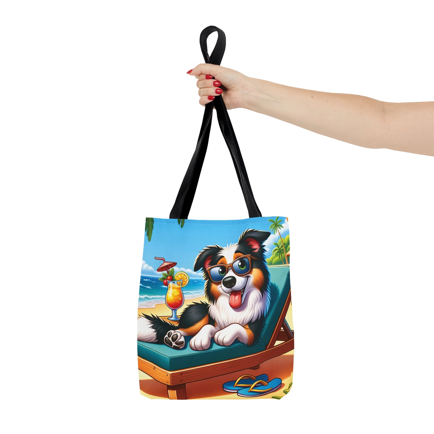 Tote Bag, Dog on Beach, Border Collie, Tote bag,  awd-1102