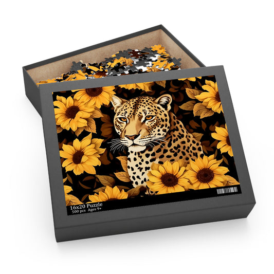 Personalised/Non-Personalised Puzzle, Floral, Sunflowers, Leopard (120, 252, 500-Piece)