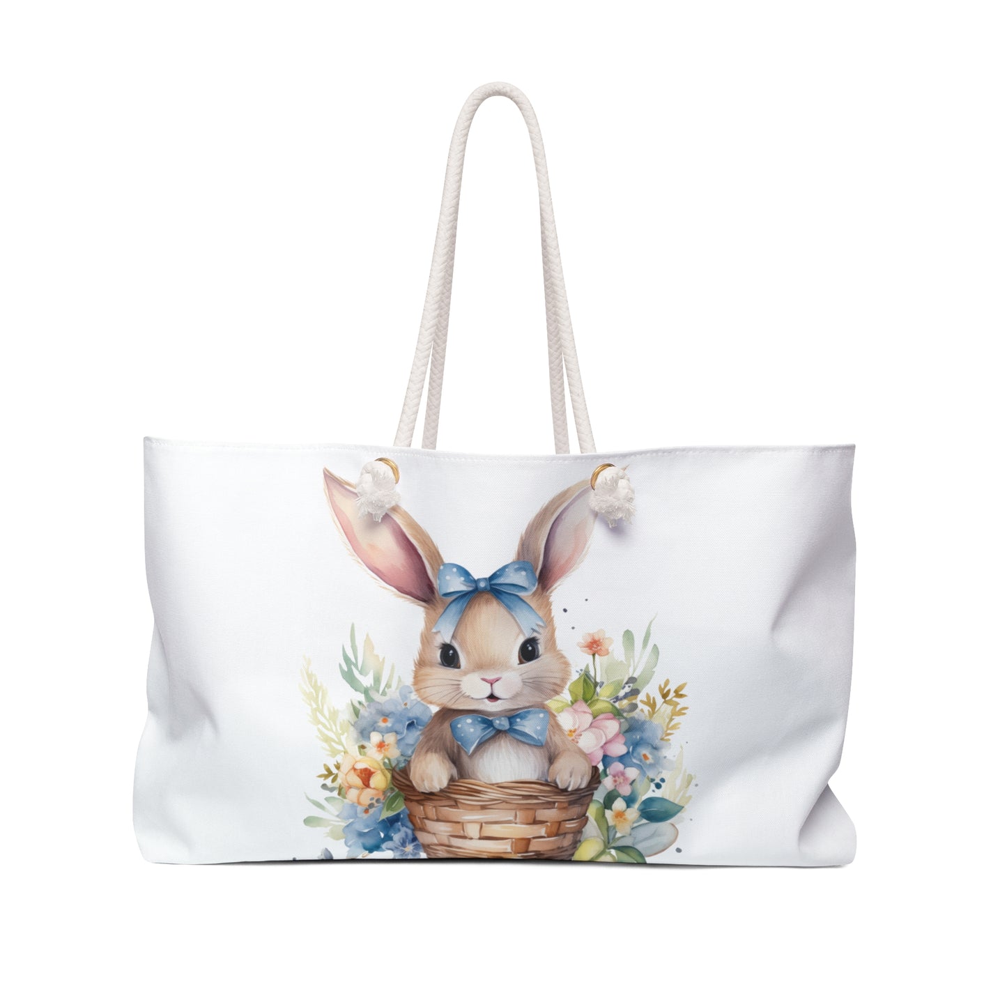 Personalised/Non-Personalised Weekender Bag, Easter Bunny, Rabbit, Large Weekender Bag, Beach Bag, Book Bag