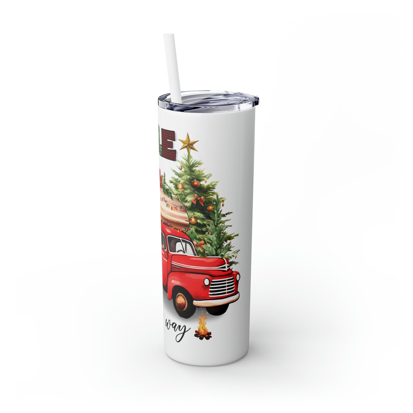 Skinny Tumbler with Straw, 20oz, Christmas Camper, Jingle all the Way, awd-823