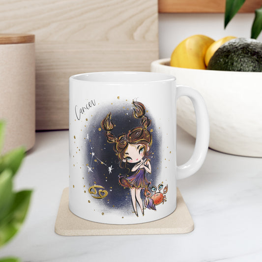 Personalised/Non Personalised Zodiac Sign, Cancer, Ceramic Mug 11oz