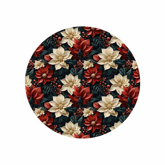 Red Poinsettia  Circular Micro Fleece Blanket 47"