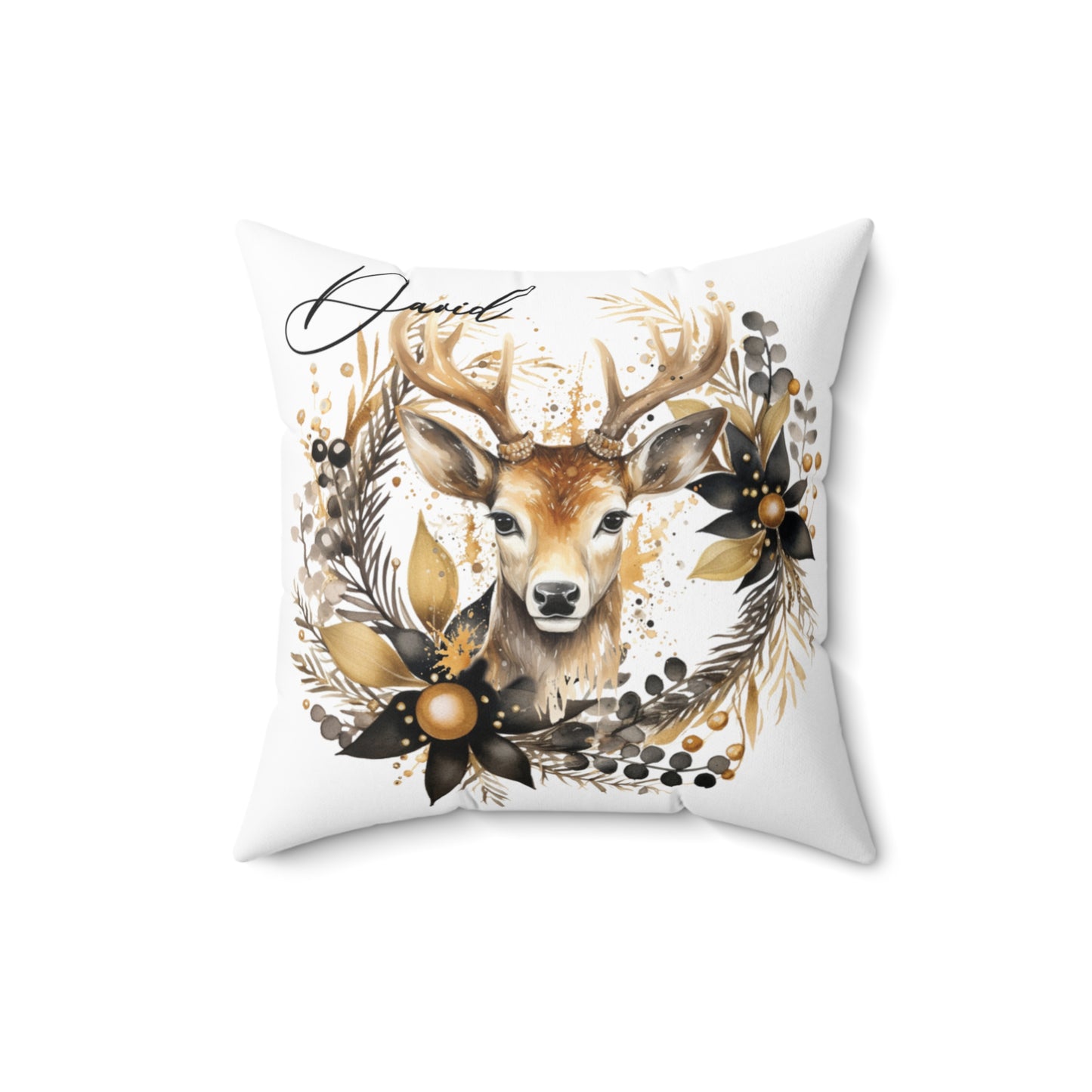 Personalised Christmas Cushion, Polyester Square Cushion, Reindeer Christmas cushion