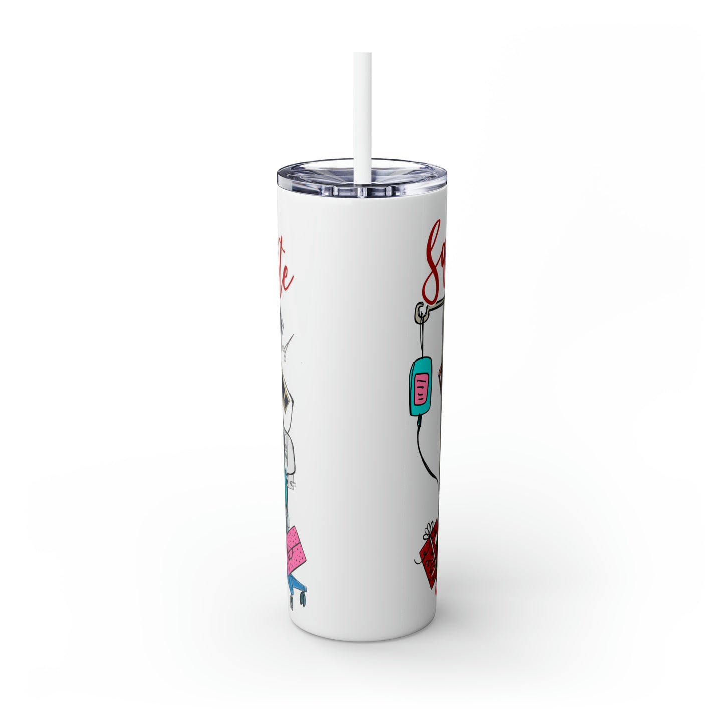 Skinny Tumbler with Straw, 20oz,  Santa's Favorite Surgical Tech