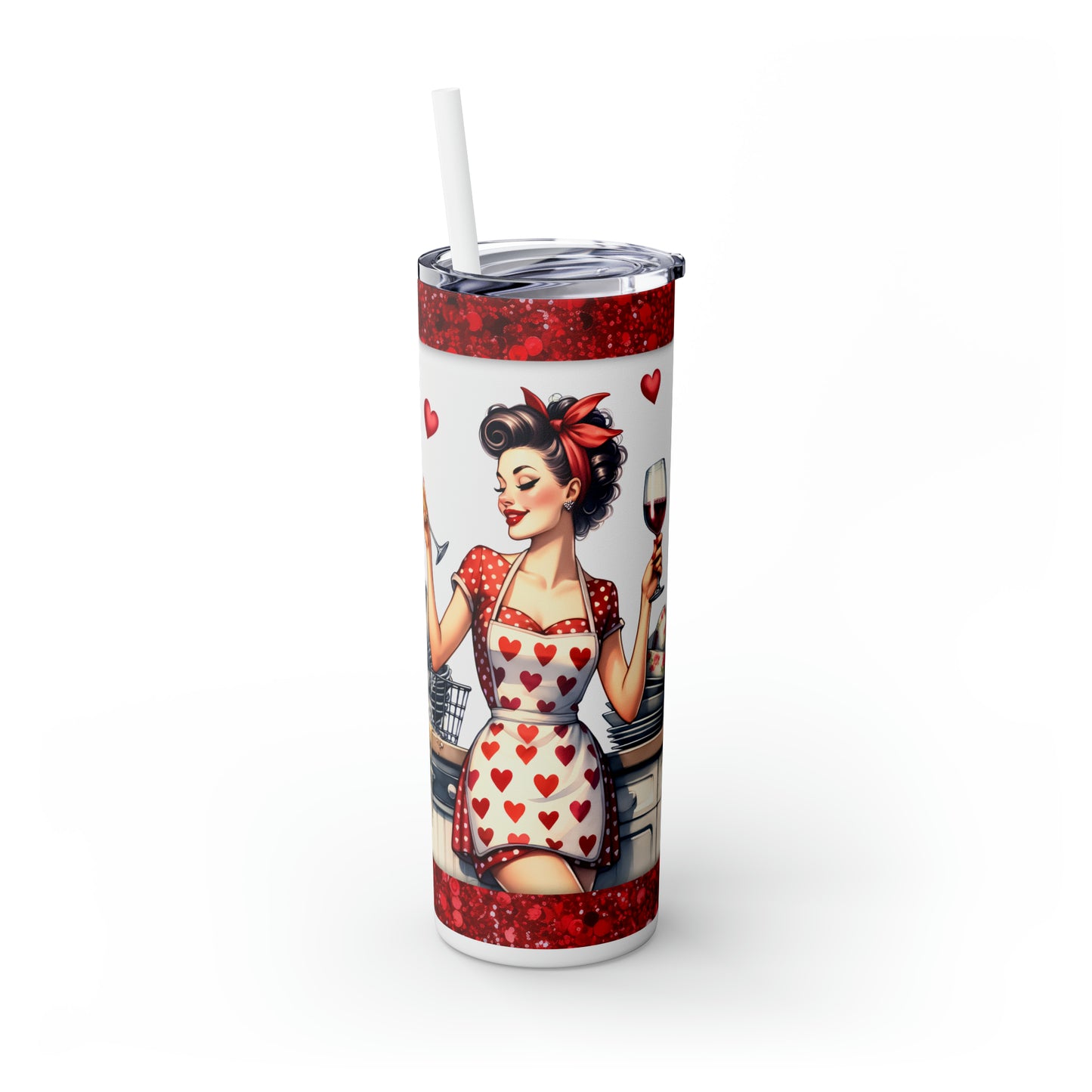 Skinny Tumbler with Straw, 20oz, Retro, When I said I Do I Didn't Mean The Dishes