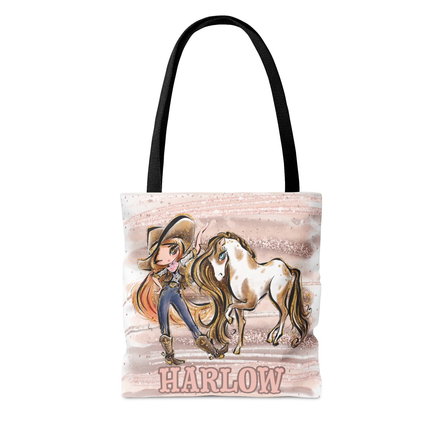 Personalised Tote Bag, Cowgirl & Horse, Red Hair, Brown Eyes, Tote bag