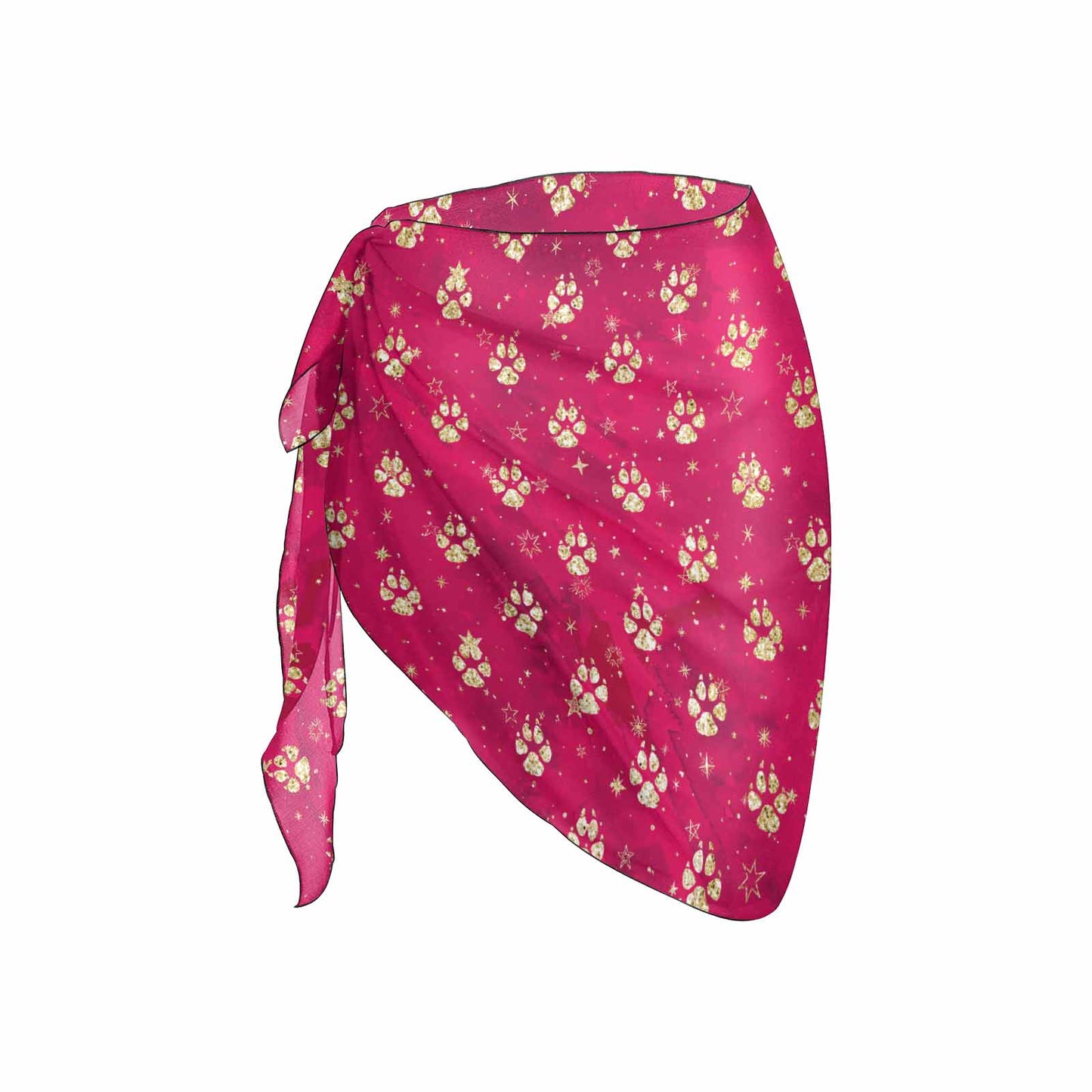 Doggie Christmas Red Paws  Women's Beach Sarong Wrap