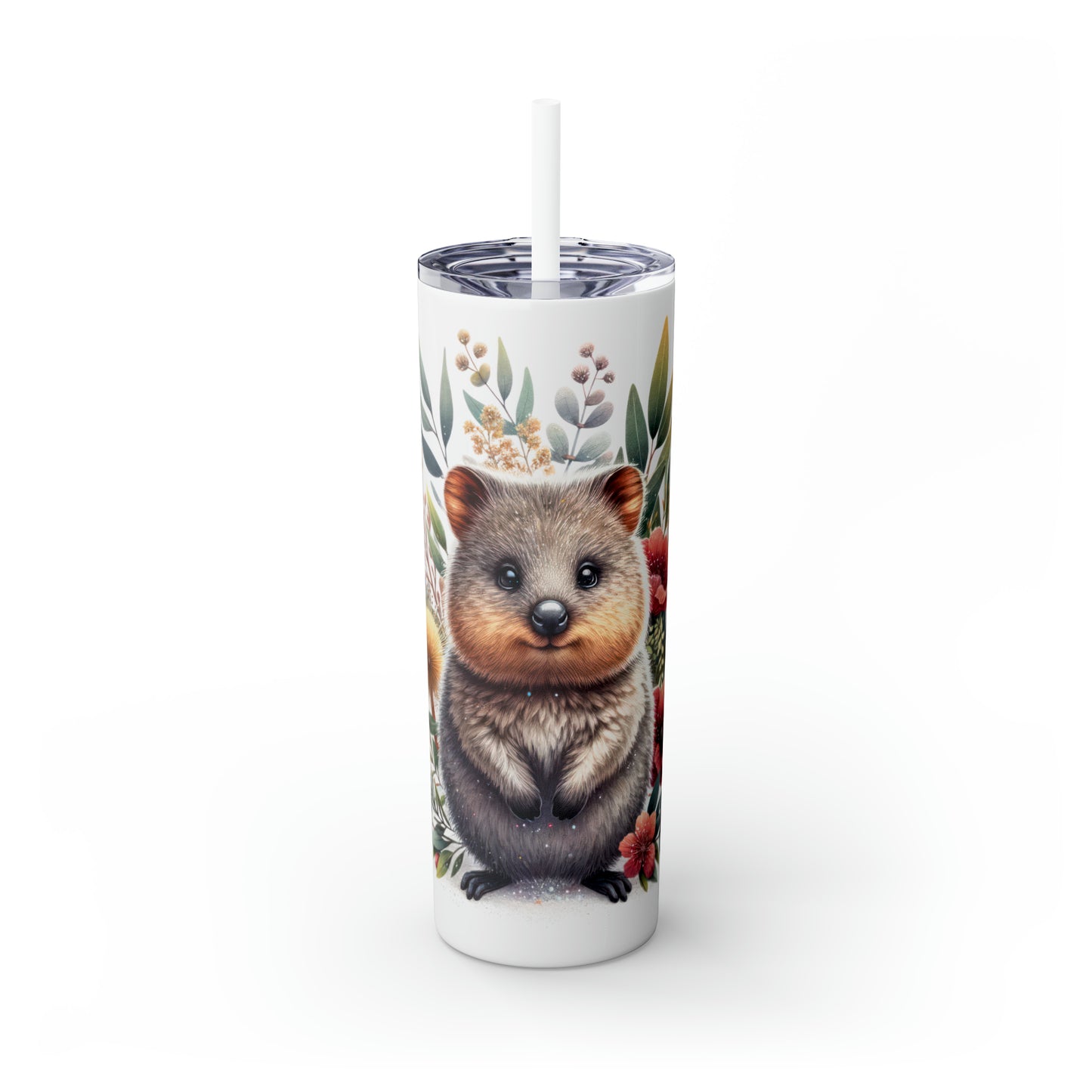 Skinny Tumbler with Straw, 20oz, Australian Animal, Quokka, awd-1327