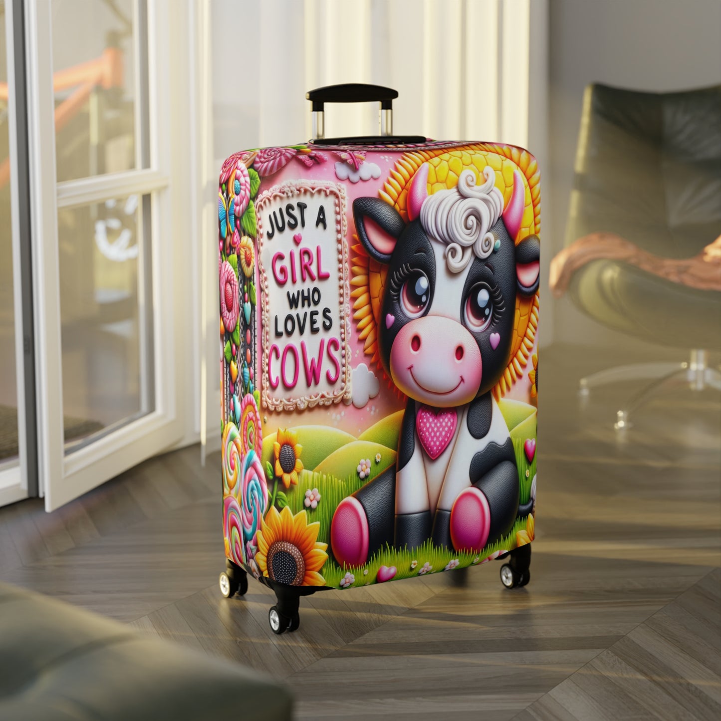 Luggage Cover, Just a Girl who Loves Cows, awd-1801