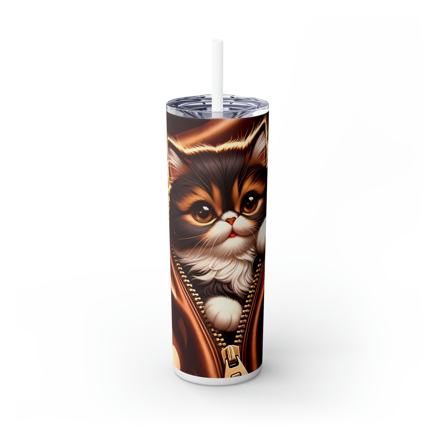 Skinny Tumbler with Straw, 20oz, Cat, Valentines Day, awd-933