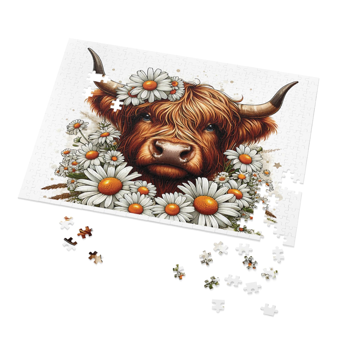 Jigsaw Puzzle, Highland Cow, Personalised/Non-Personalised (30, 110, 252, 500,1000-Piece)