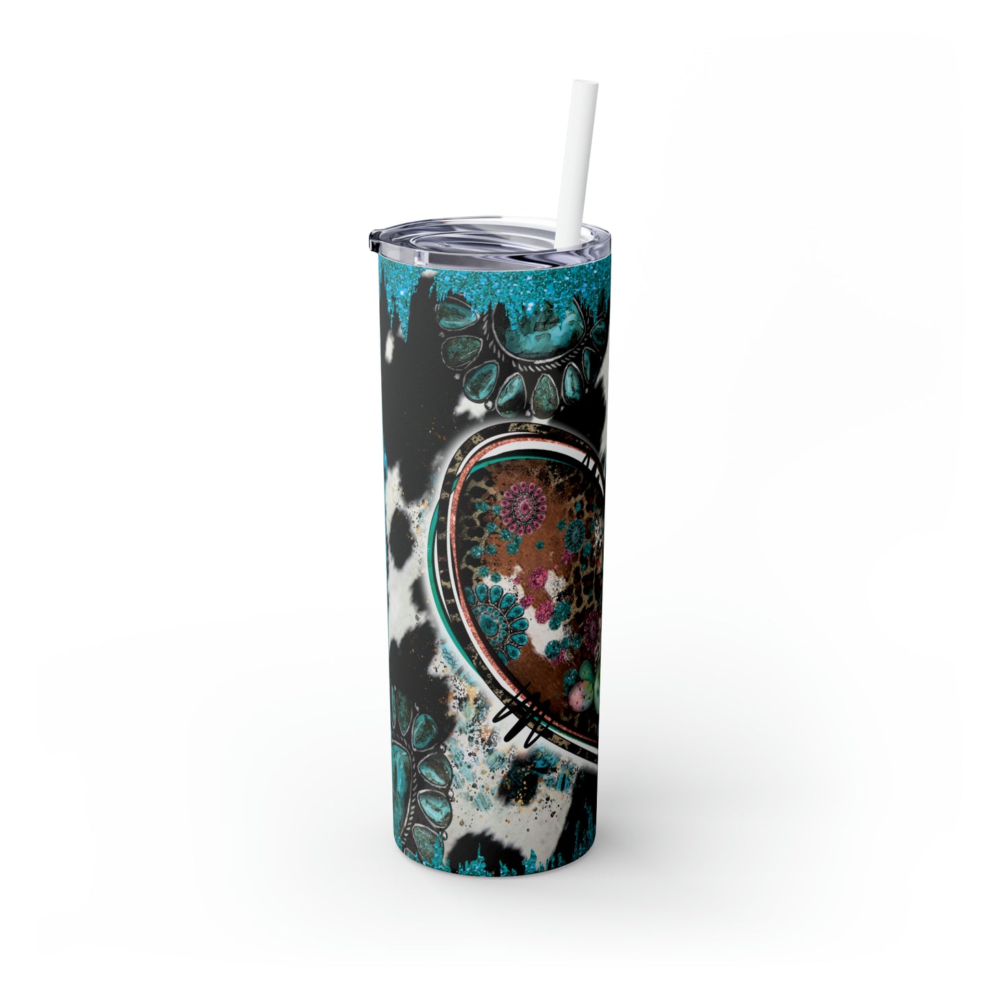 Skinny Tumbler with Straw, 20oz, Country & Western