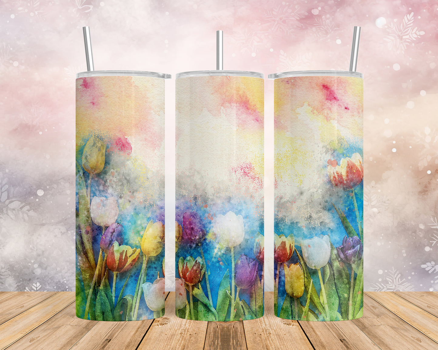 Skinny Tumbler with Straw, 20oz, Floral, awd-317