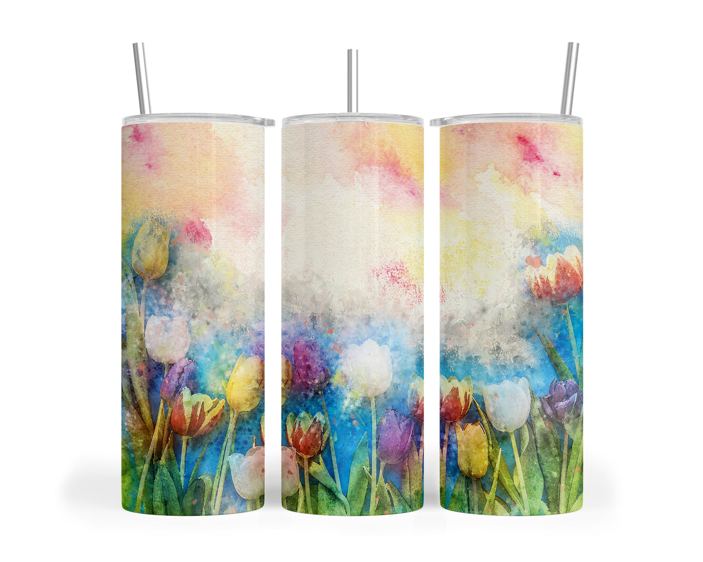 Skinny Tumbler with Straw, 20oz, Floral, awd-317