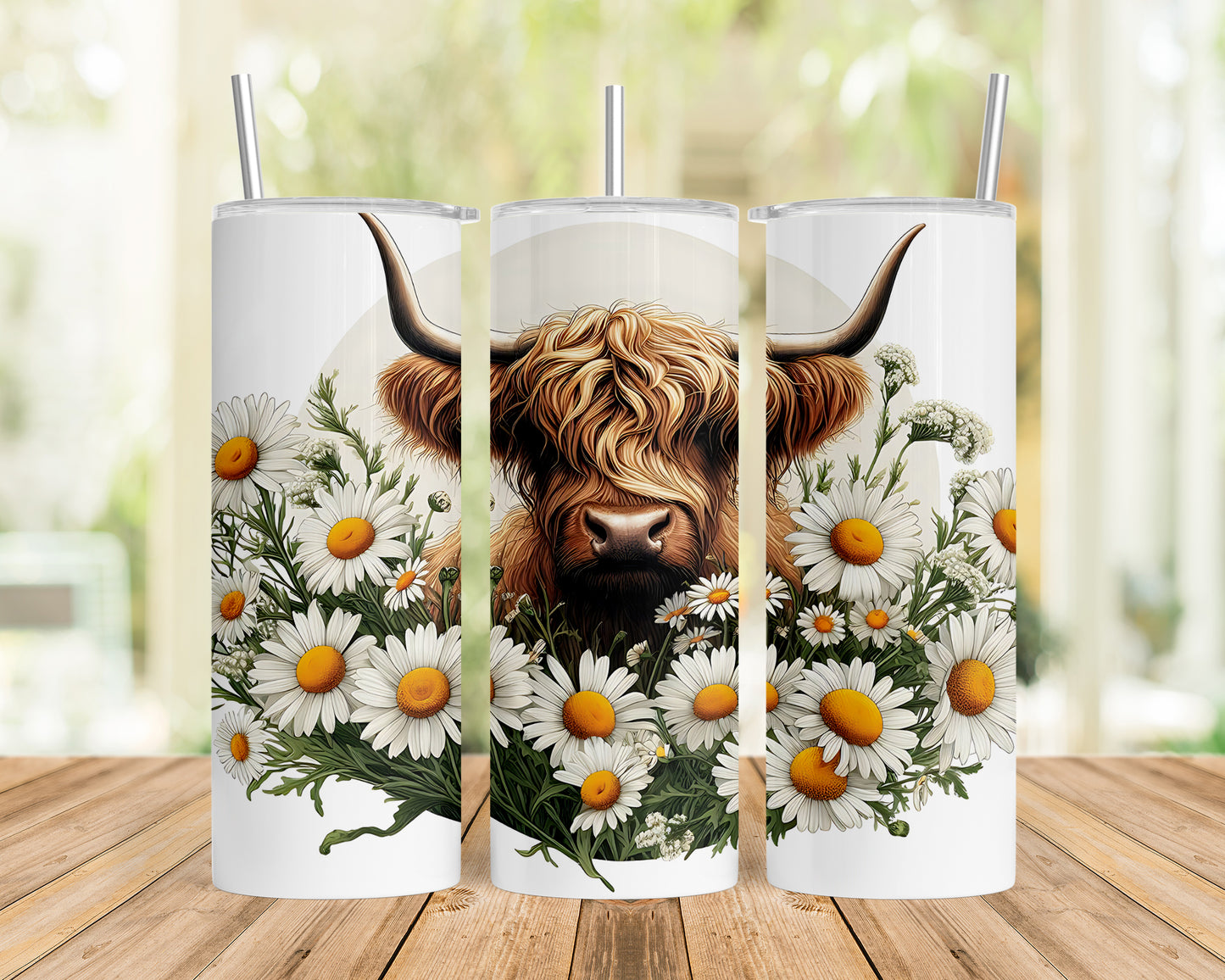 Skinny Tumbler with Straw, 20oz Highlander Cow, awd-443