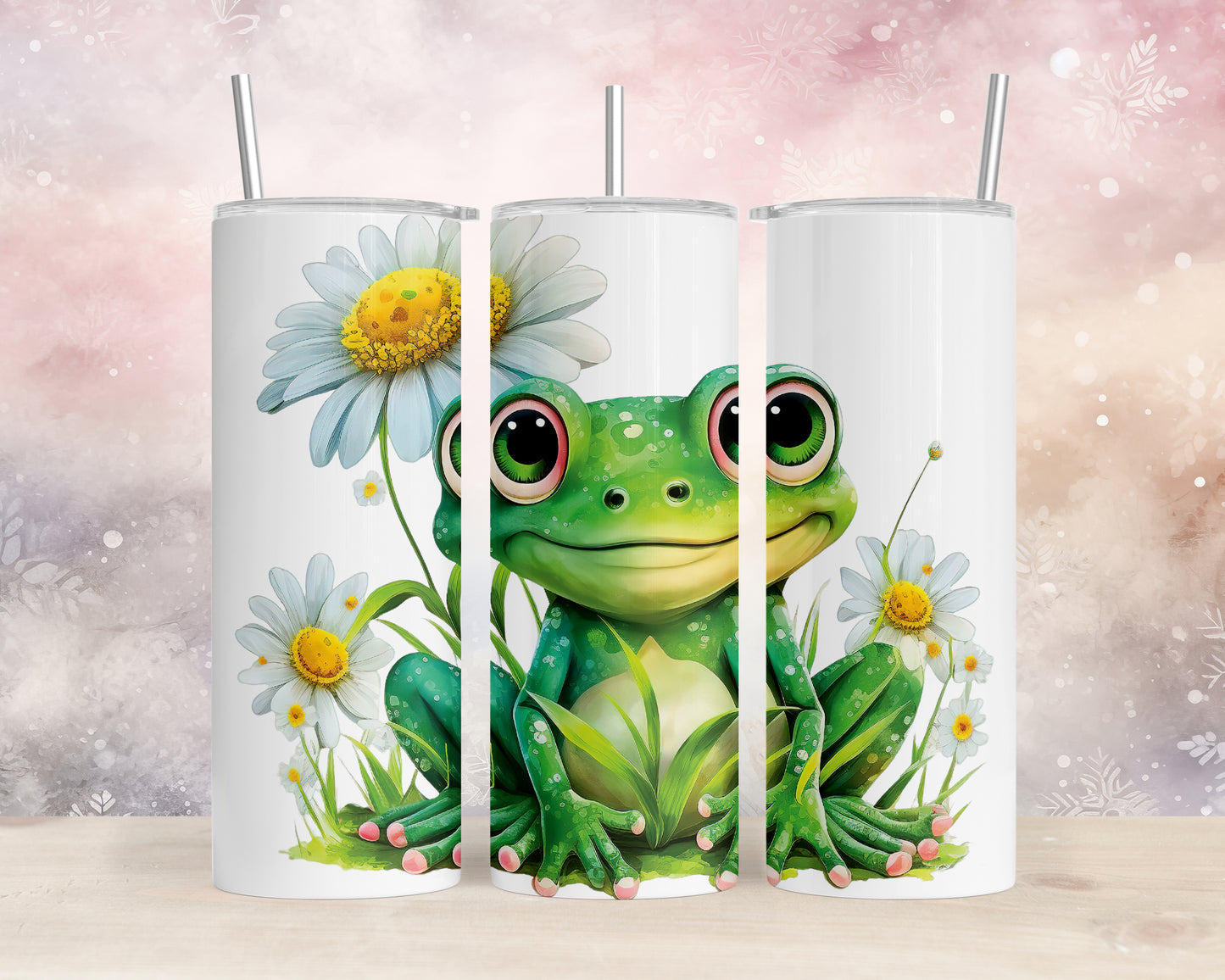 Skinny Tumbler with Straw, 20oz, Frog, awd-539