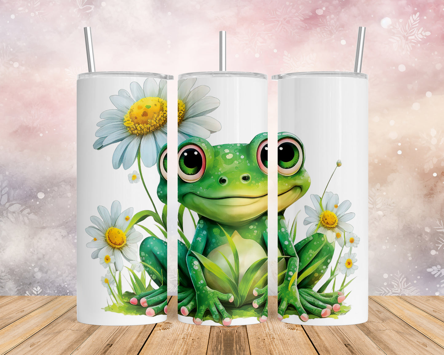 Skinny Tumbler with Straw, 20oz, Frog, awd-539