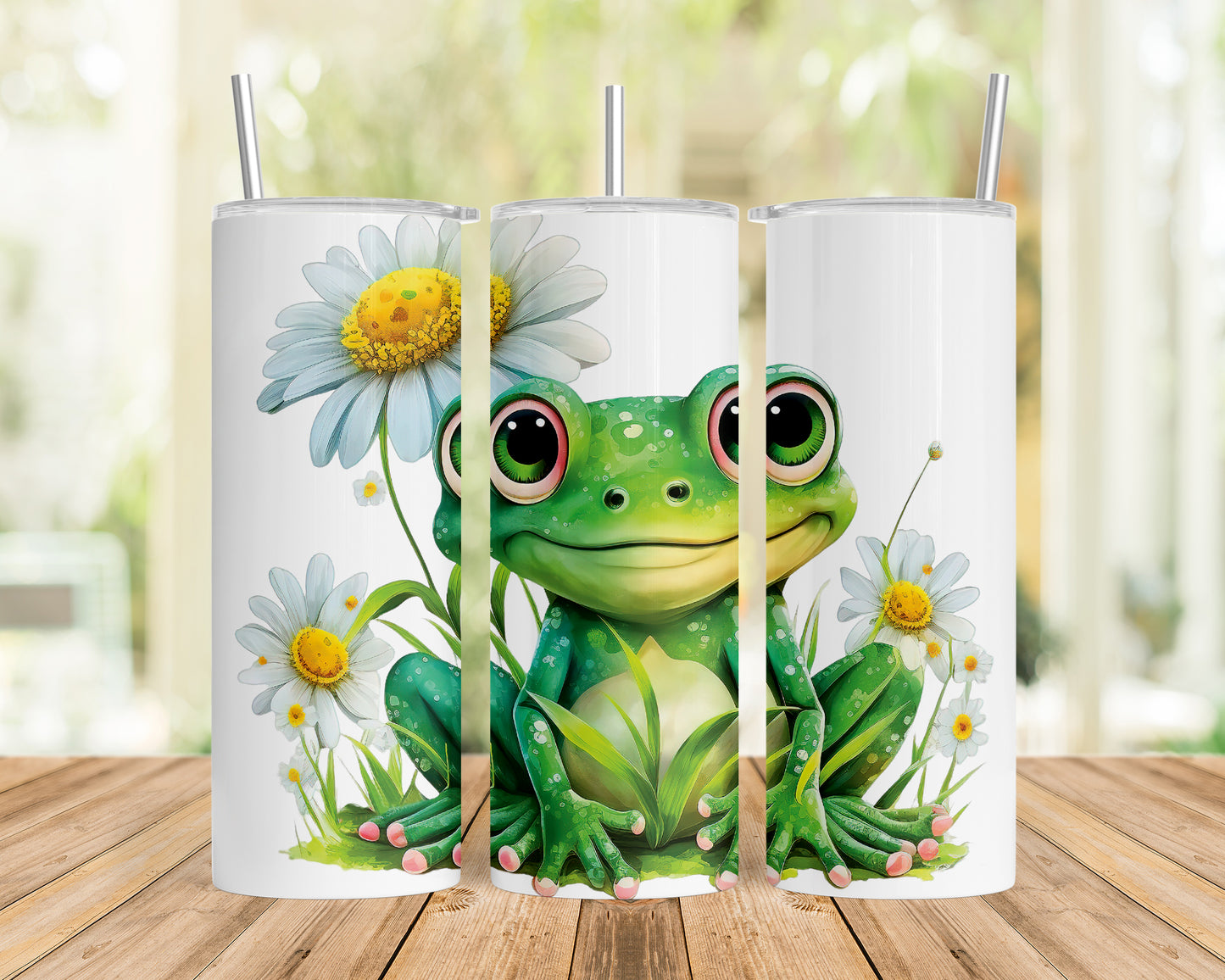 Skinny Tumbler with Straw, 20oz, Frog, awd-539