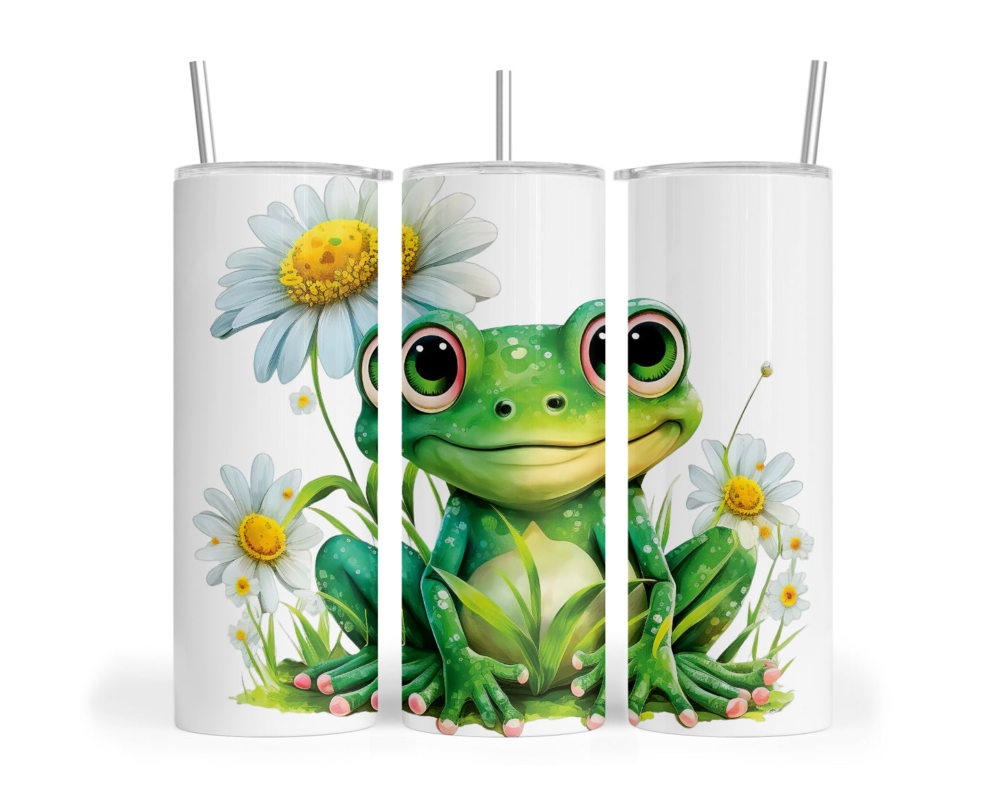 Skinny Tumbler with Straw, 20oz, Frog, awd-539