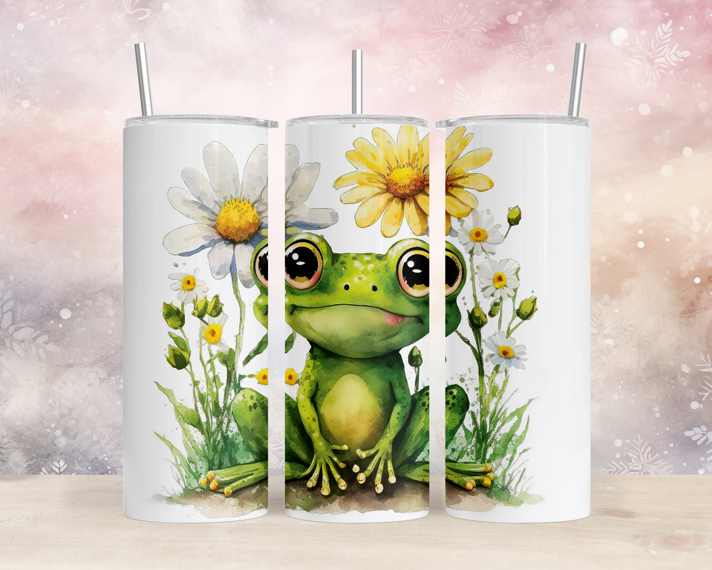 Skinny Tumbler with Straw, 20oz, Frog, awd-542