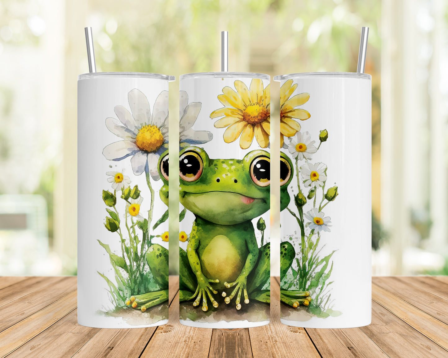 Skinny Tumbler with Straw, 20oz, Frog, awd-542