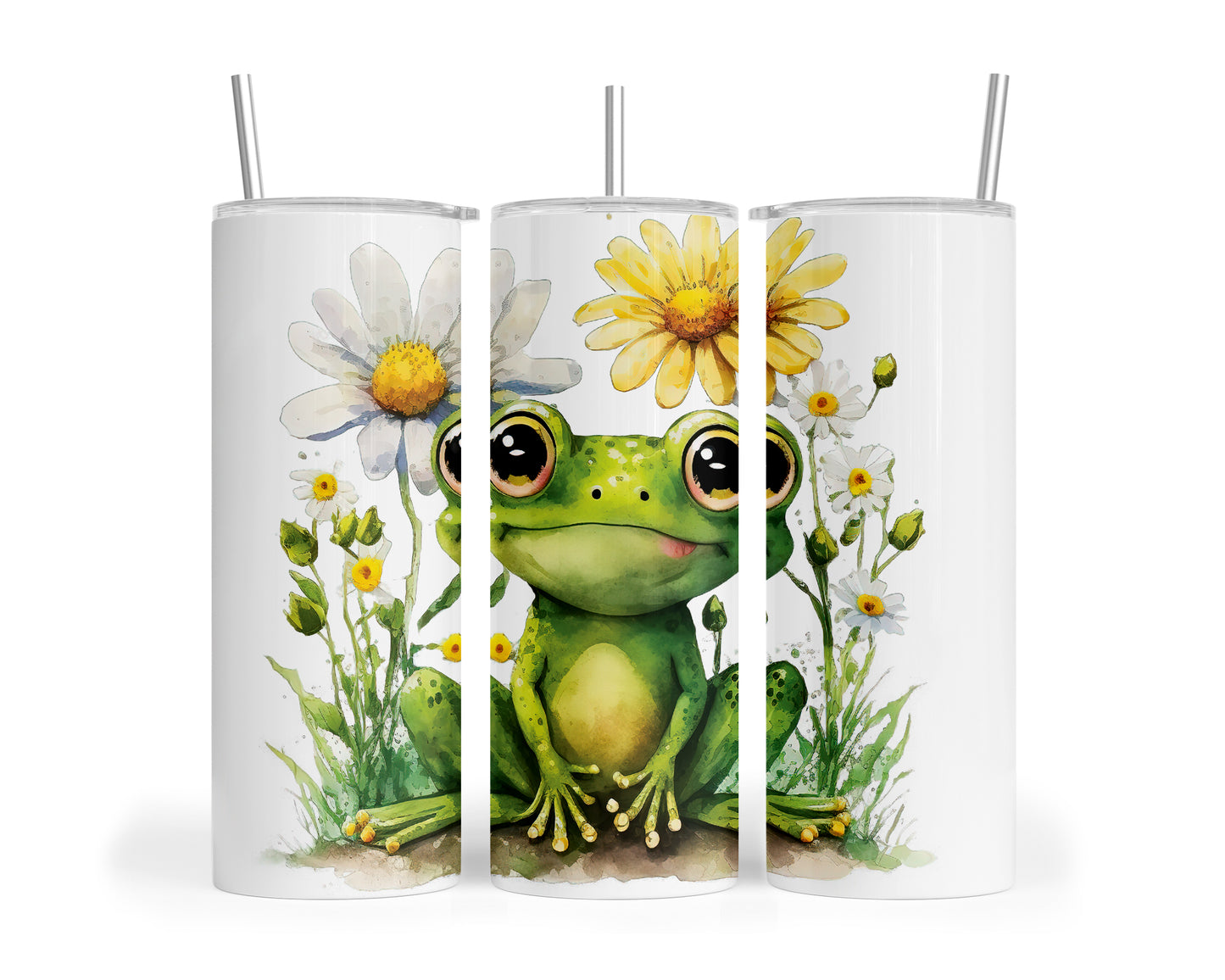 Skinny Tumbler with Straw, 20oz, Frog, awd-542