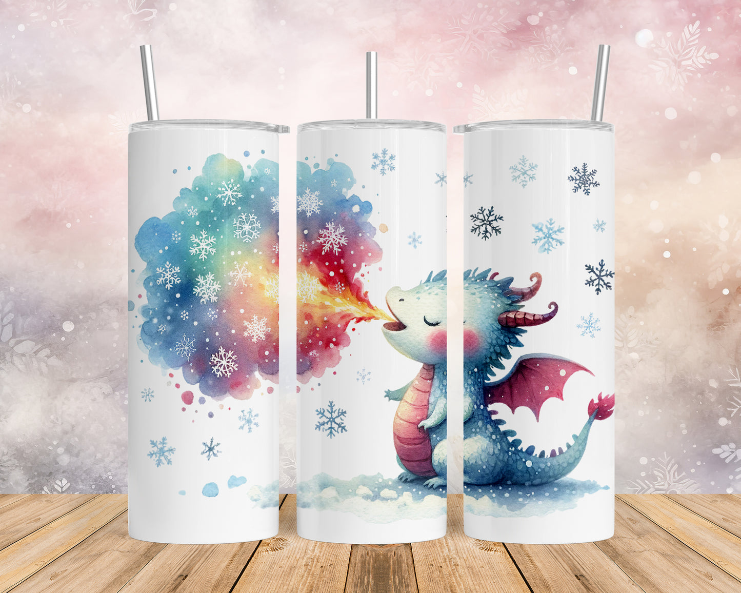 Skinny Tumbler with Straw, 20oz, Dragon, awd-020