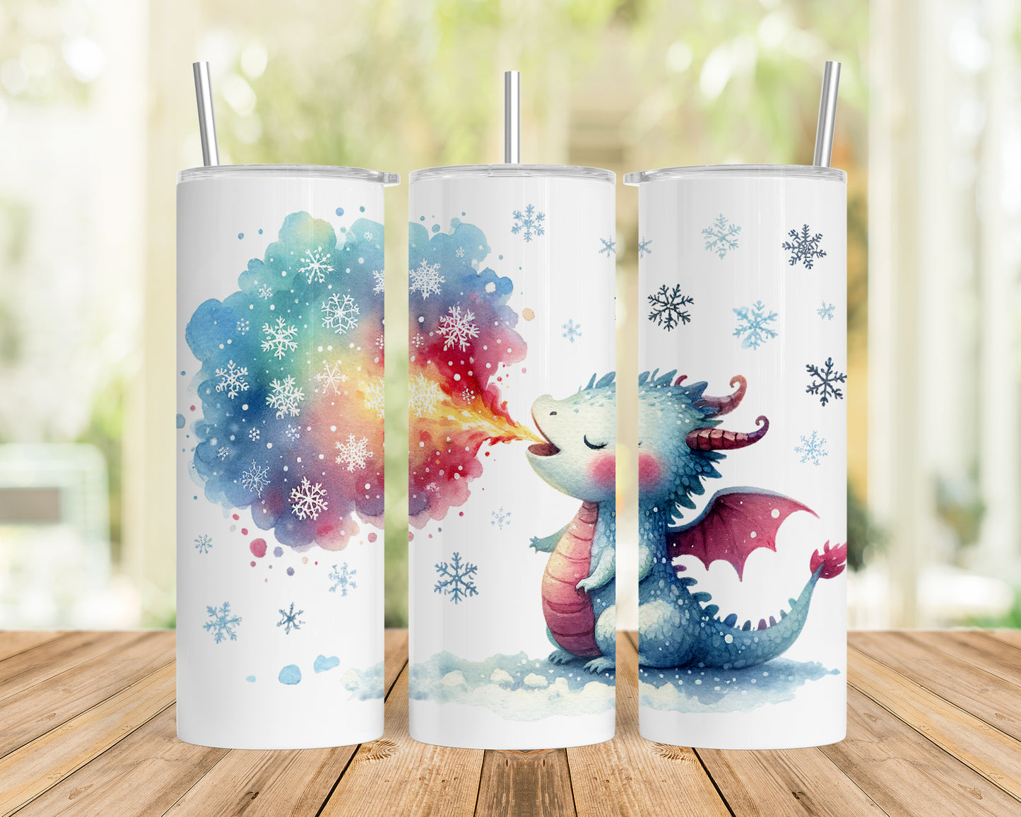 Skinny Tumbler with Straw, 20oz, Dragon, awd-020