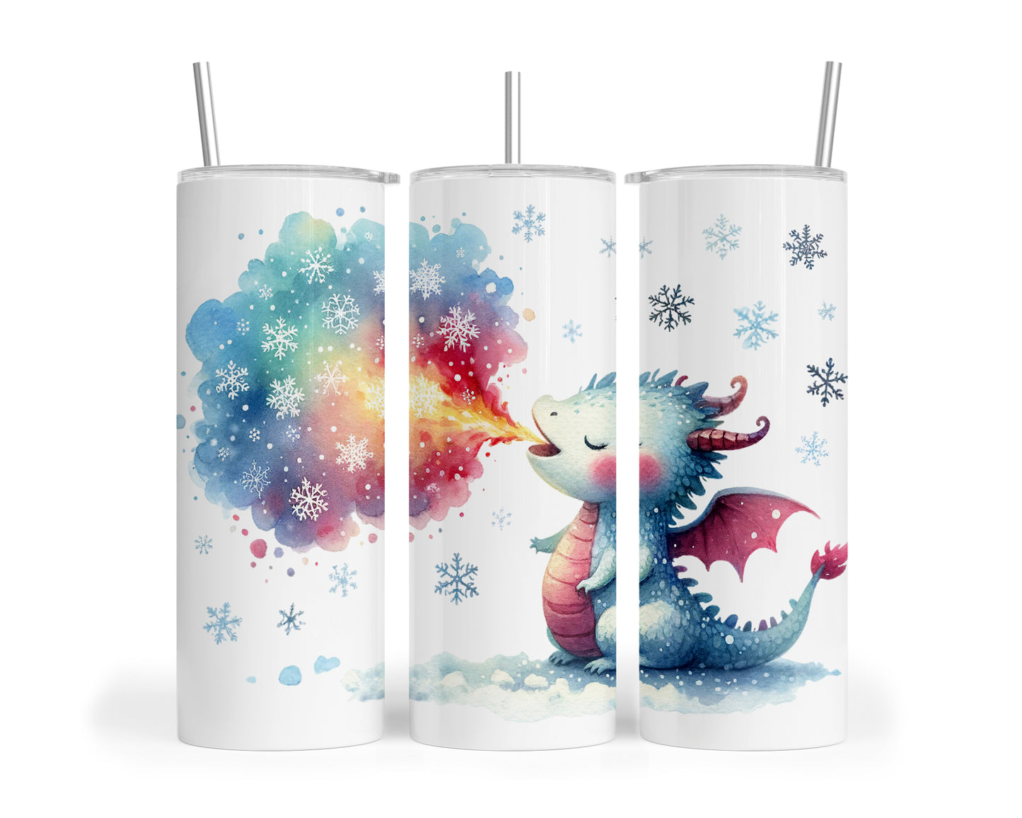 Skinny Tumbler with Straw, 20oz, Dragon, awd-020