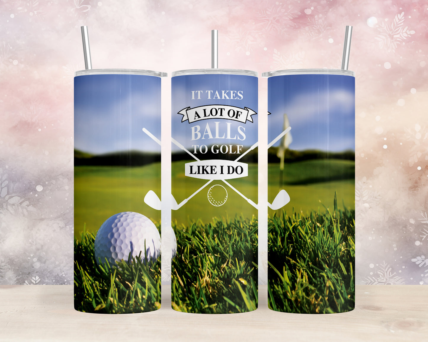 Skinny Tumbler with Straw, 20oz, Golf, awd-050