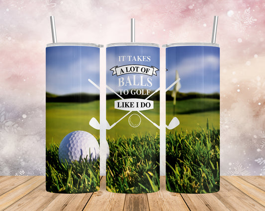 Skinny Tumbler with Straw, 20oz, Golf, awd-050