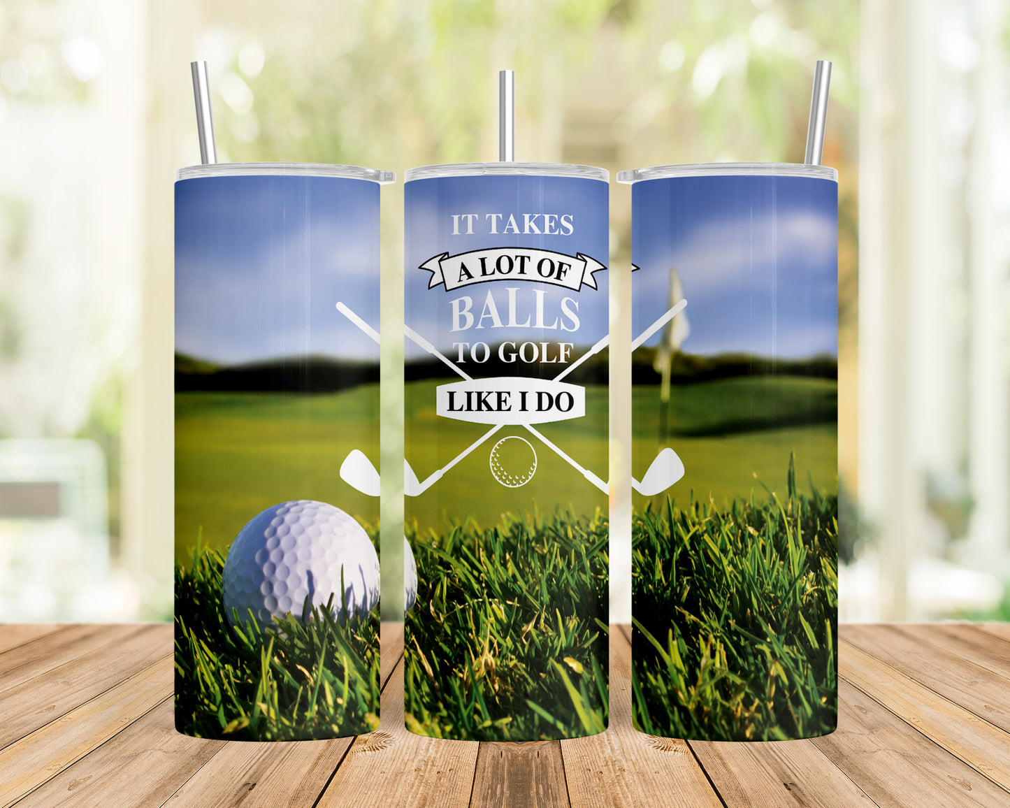 Skinny Tumbler with Straw, 20oz, Golf, awd-050