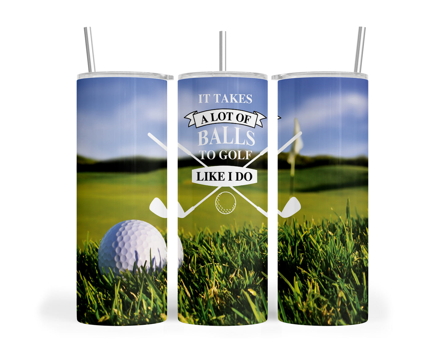 Skinny Tumbler with Straw, 20oz, Golf, awd-050