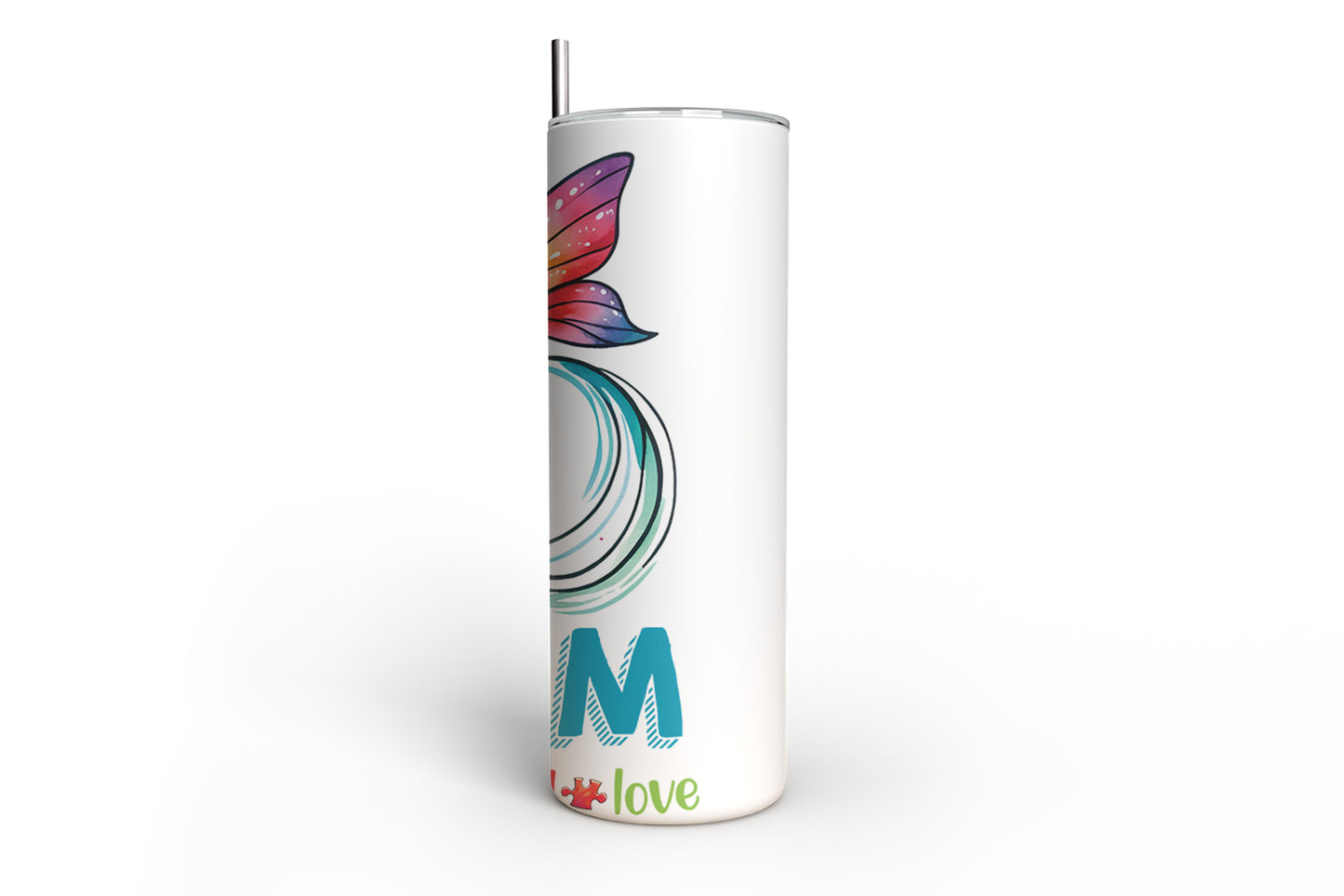 Skinny Tumbler with Straw, 20oz, Autism, awd-1074