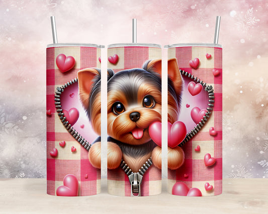 Skinny Tumbler with Straw, 20oz, Dog, Valentines Day, awd-1127