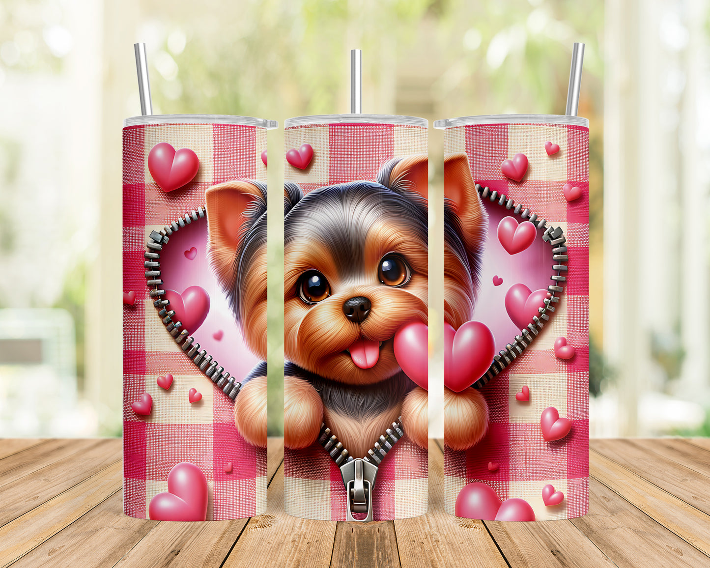 Skinny Tumbler with Straw, 20oz, Dog, Valentines Day, awd-1127