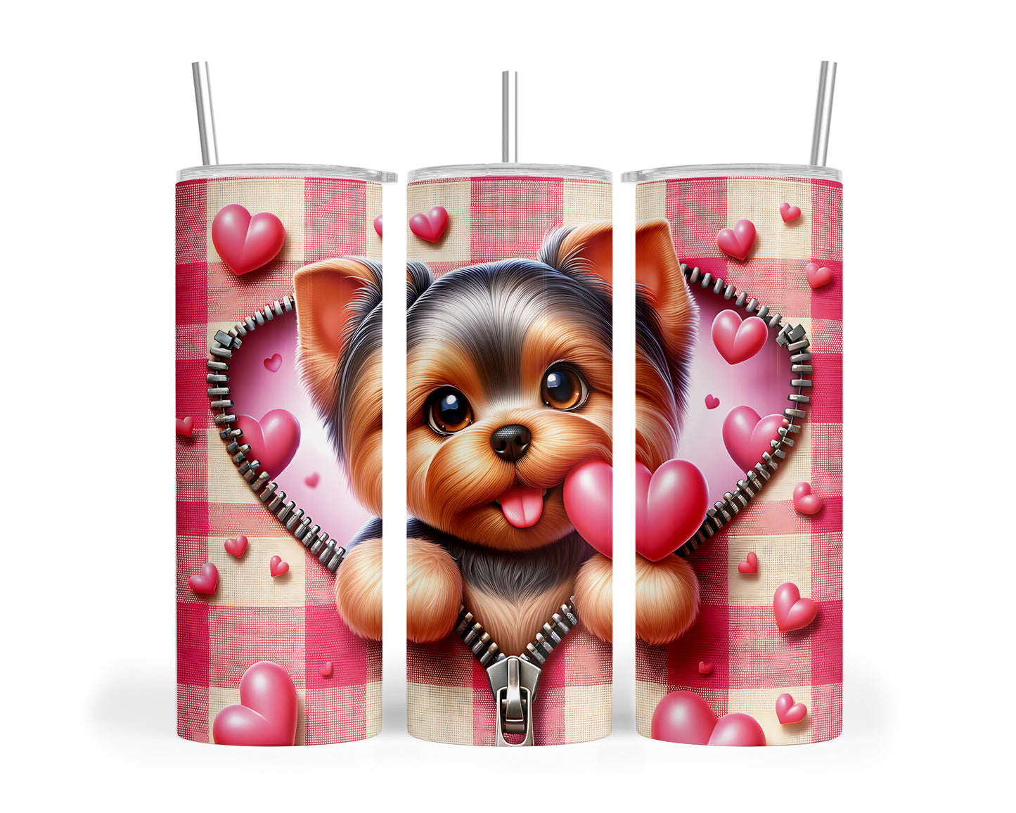 Skinny Tumbler with Straw, 20oz, Dog, Valentines Day, awd-1127