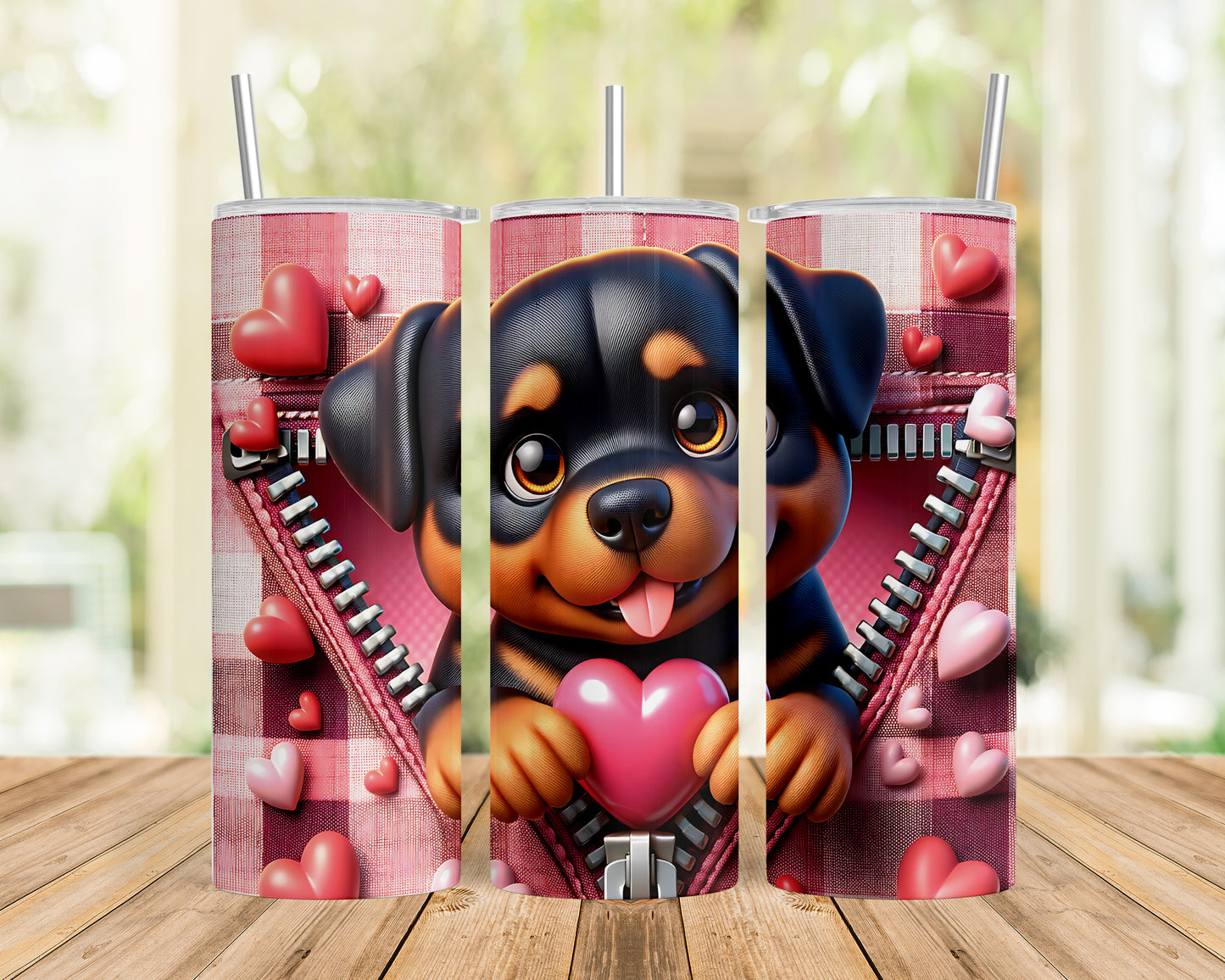 Skinny Tumbler with Straw, 20oz, Dog, Valentines Day, awd-1128