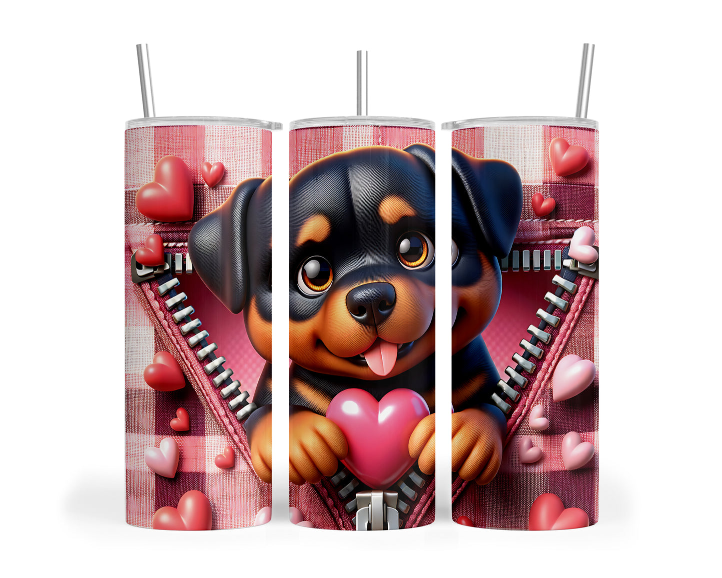 Skinny Tumbler with Straw, 20oz, Dog, Valentines Day, awd-1128