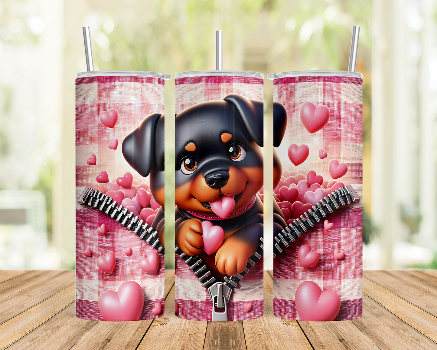 Skinny Tumbler with Straw, 20oz, Dog, Valentines Day, awd-1129