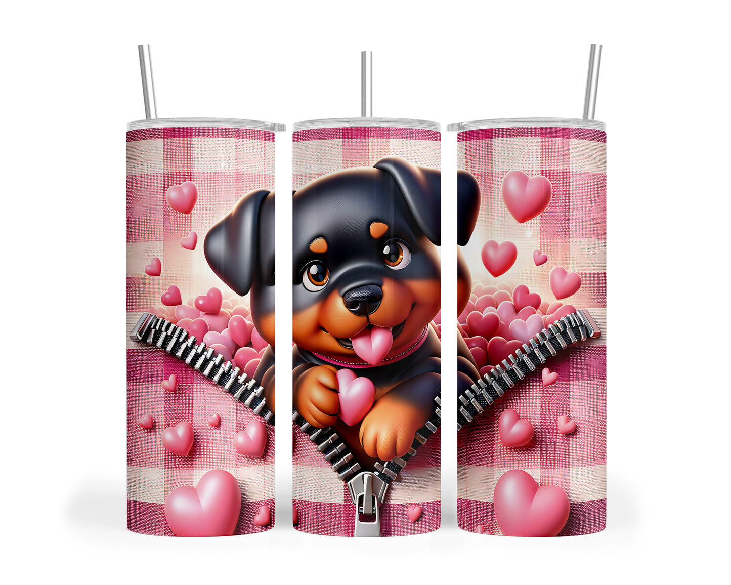 Skinny Tumbler with Straw, 20oz, Dog, Valentines Day, awd-1129