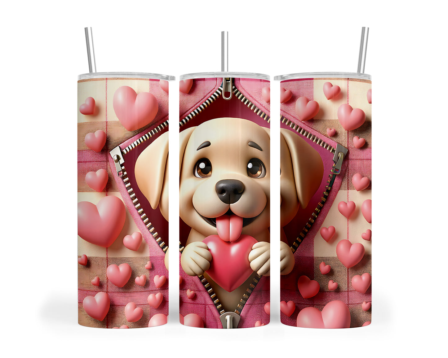 Skinny Tumbler with Straw, 20oz, Dog, Valentines Day, awd-1131