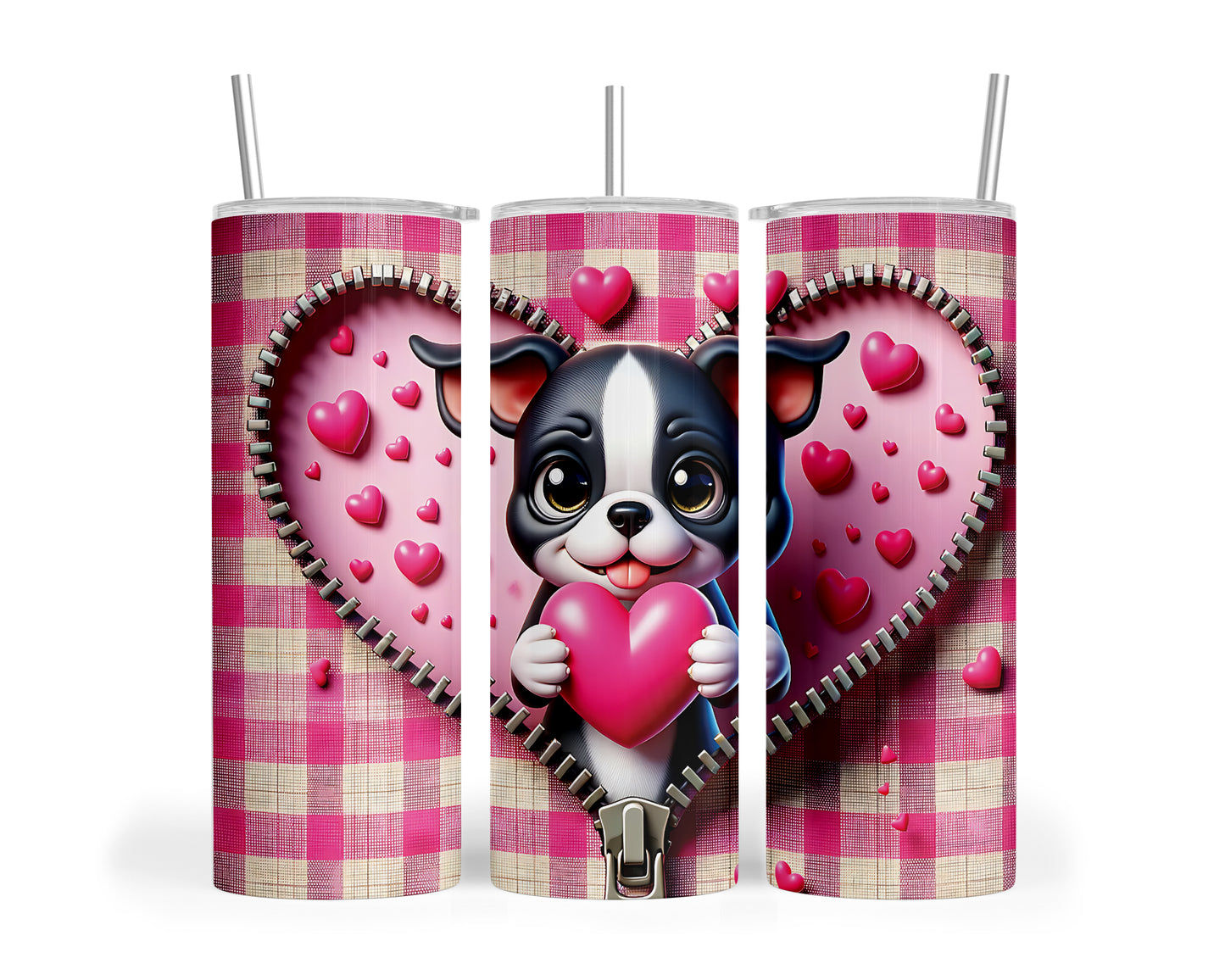 Skinny Tumbler with Straw, 20oz, Dog, Valentines Day, awd-1132