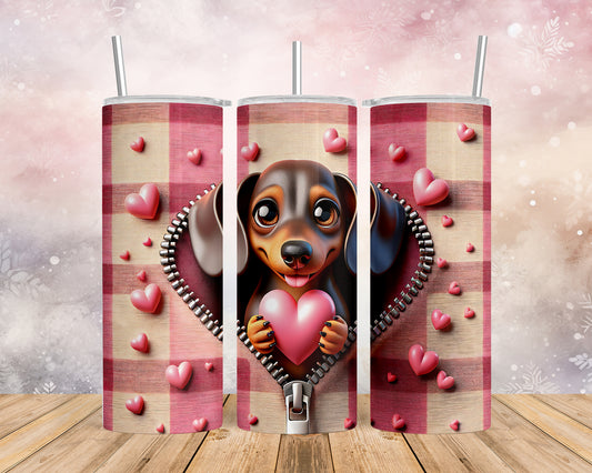 Skinny Tumbler with Straw, 20oz, Dog, Valentines Day, awd-1137